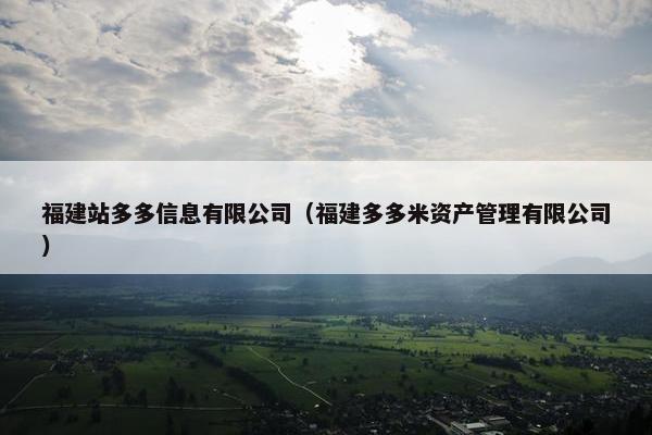 福建站多多信息有限公司（福建多多米资产管理有限公司）