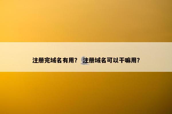 注册完域名有用？ 注册域名可以干嘛用？