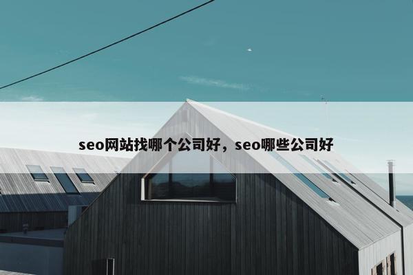 seo网站找哪个公司好，seo哪些公司好