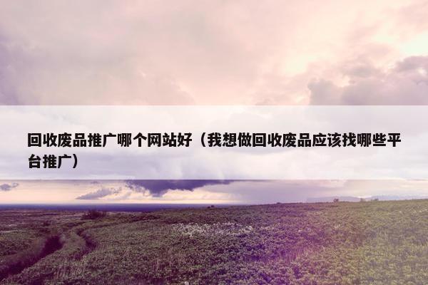 回收废品推广哪个网站好（我想做回收废品应该找哪些平台推广）