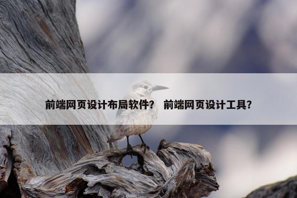 前端网页设计布局软件？ 前端网页设计工具？