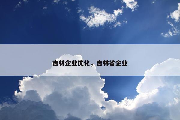 吉林企业优化，吉林省企业