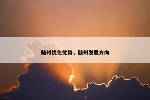 随州优化优势，随州发展方向