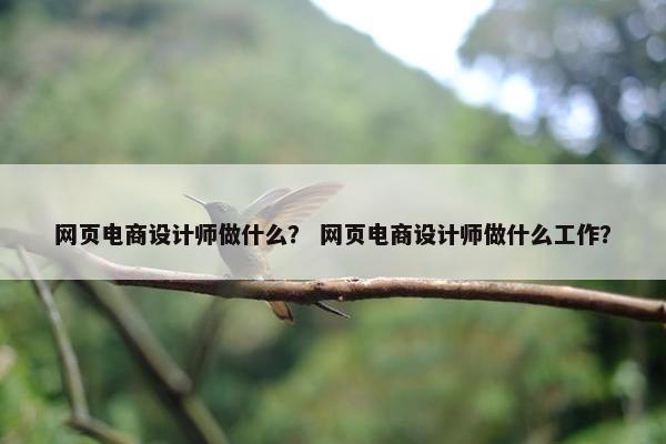 网页电商设计师做什么？ 网页电商设计师做什么工作？