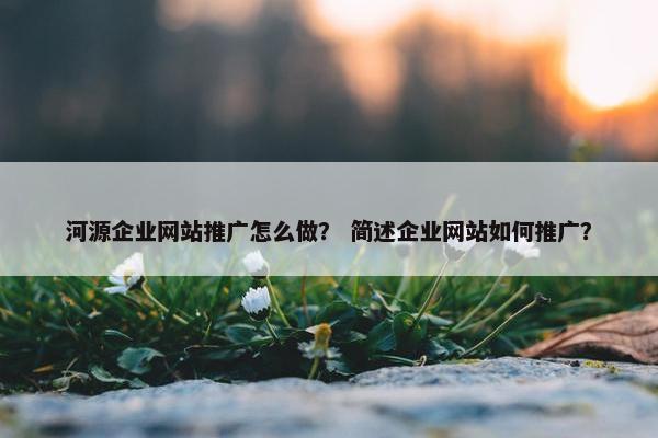 河源企业网站推广怎么做？ 简述企业网站如何推广？