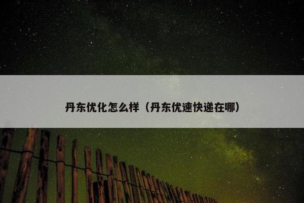 丹东优化怎么样（丹东优速快递在哪）