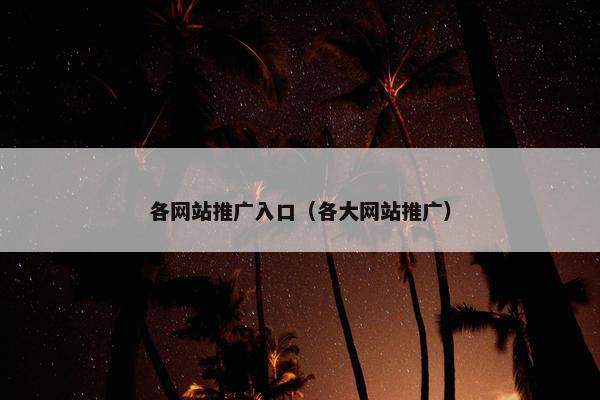 各网站推广入口（各大网站推广）