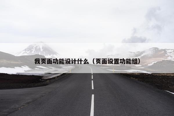 我页面功能设计什么（页面设置功能组）