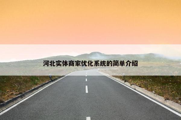 河北实体商家优化系统的简单介绍