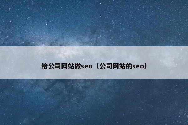 给公司网站做seo（公司网站的seo）