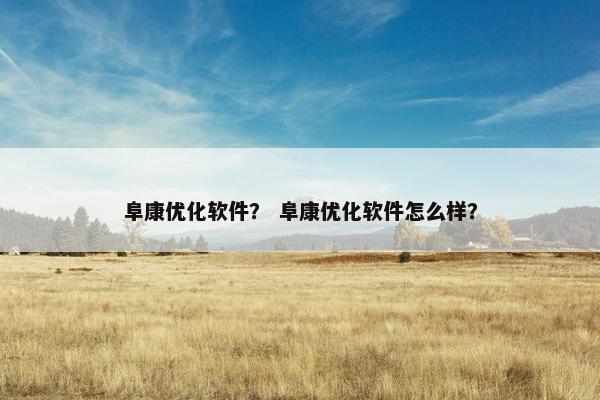 阜康优化软件？ 阜康优化软件怎么样？