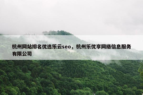 杭州网站排名优选乐云seo，杭州乐优享网络信息服务有限公司