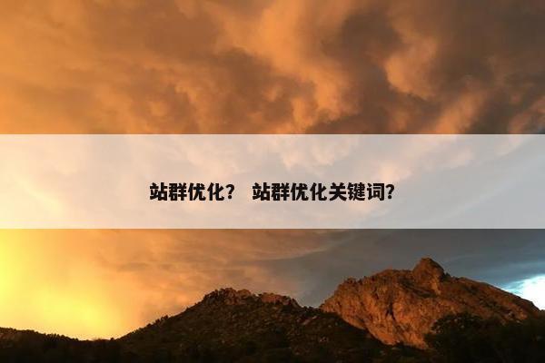 站群优化？ 站群优化关键词？
