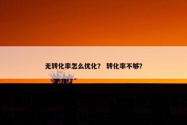 无转化率怎么优化？ 转化率不够？