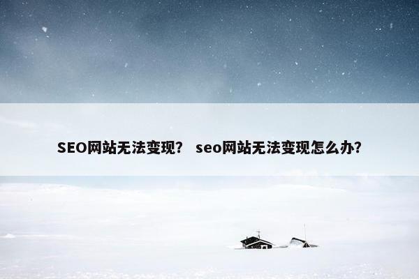 SEO网站无法变现？ seo网站无法变现怎么办？