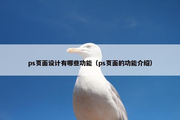 ps页面设计有哪些功能（ps页面的功能介绍）