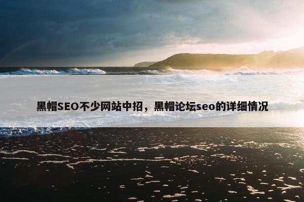 黑帽SEO不少网站中招，黑帽论坛seo的详细情况