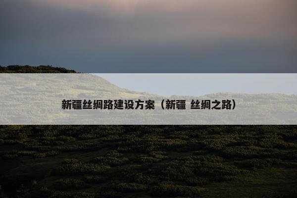 新疆丝绸路建设方案（新疆 丝绸之路）