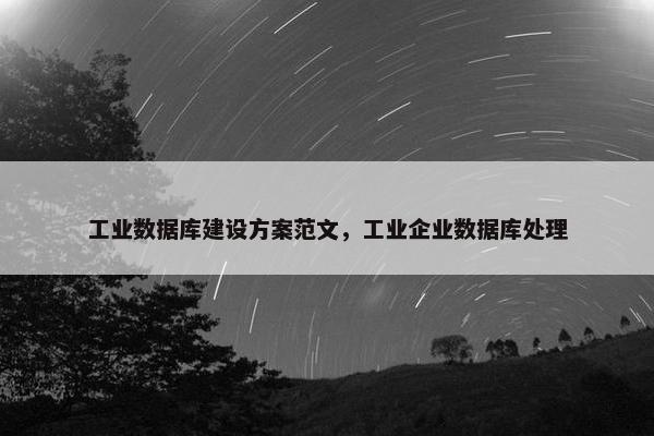 工业数据库建设方案范文，工业企业数据库处理