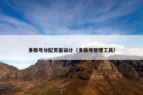 多账号分配页面设计（多账号管理工具）