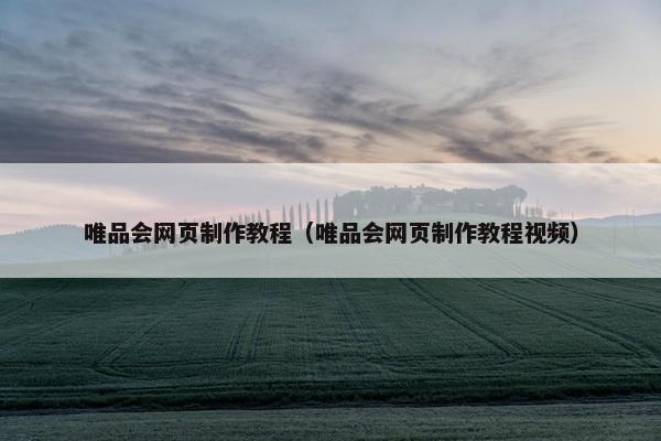 唯品会网页制作教程（唯品会网页制作教程视频）