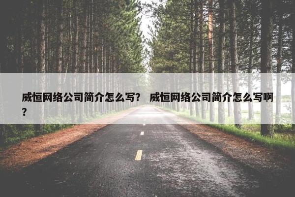 威恒网络公司简介怎么写？ 威恒网络公司简介怎么写啊？