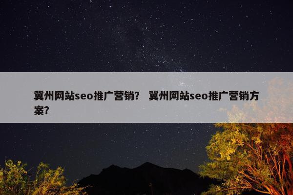 冀州网站seo推广营销？ 冀州网站seo推广营销方案？