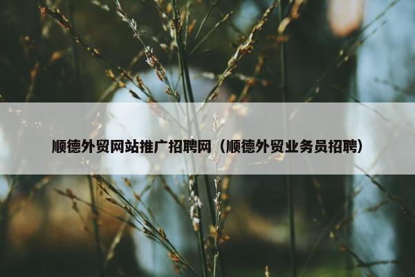 顺德外贸网站推广招聘网（顺德外贸业务员招聘）