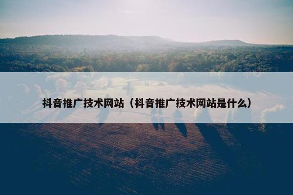 抖音推广技术网站（抖音推广技术网站是什么）