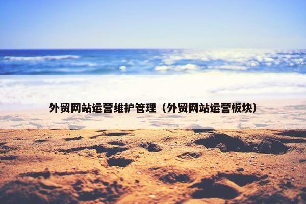 外贸网站运营维护管理（外贸网站运营板块）