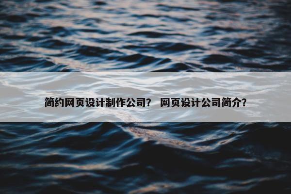简约网页设计制作公司？ 网页设计公司简介？