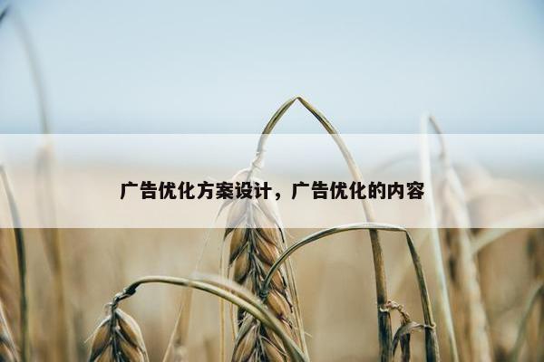 广告优化方案设计，广告优化的内容