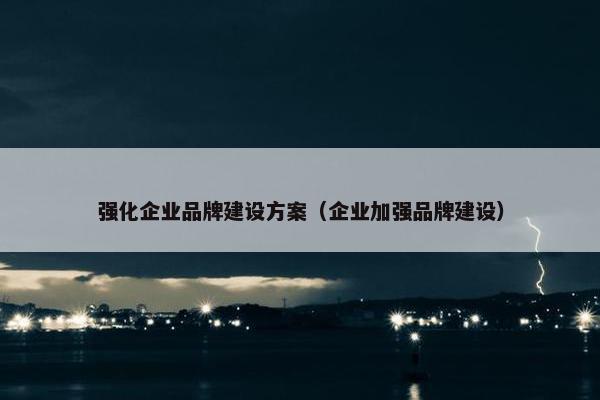 强化企业品牌建设方案（企业加强品牌建设）