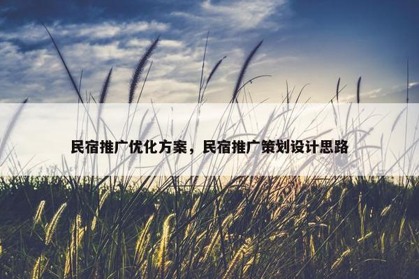 民宿推广优化方案，民宿推广策划设计思路