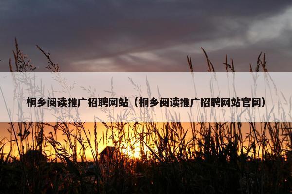 桐乡阅读推广招聘网站（桐乡阅读推广招聘网站官网）