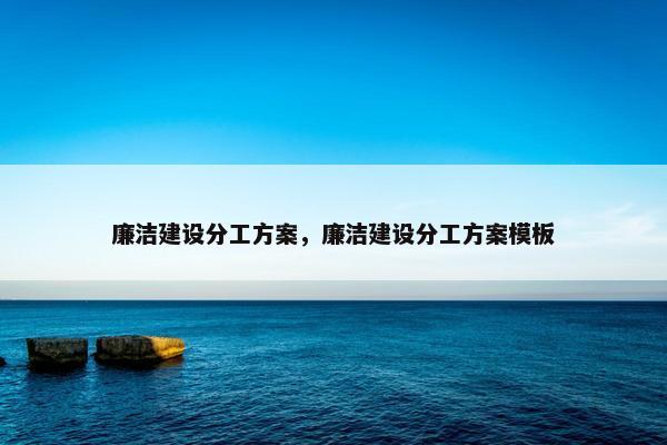 廉洁建设分工方案，廉洁建设分工方案模板