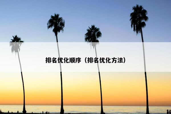 排名优化顺序（排名优化方法）