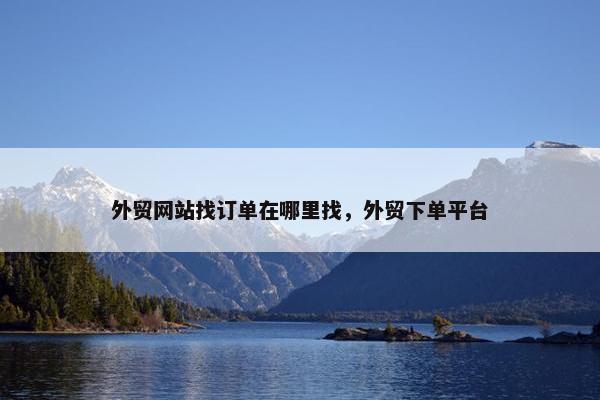 外贸网站找订单在哪里找，外贸下单平台