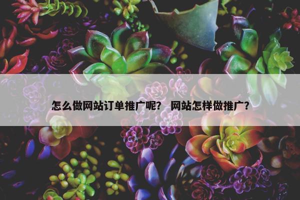 怎么做网站订单推广呢？ 网站怎样做推广？