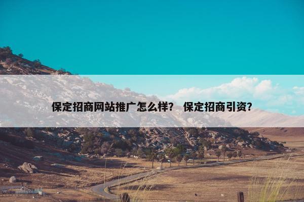 保定招商网站推广怎么样？ 保定招商引资？