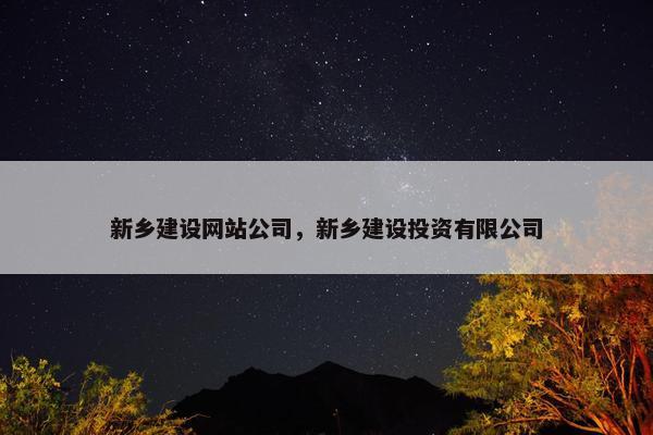 新乡建设网站公司，新乡建设投资有限公司