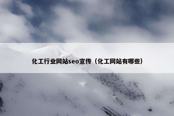 化工行业网站seo宣传（化工网站有哪些）