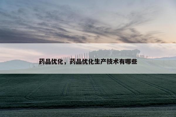 药品优化，药品优化生产技术有哪些