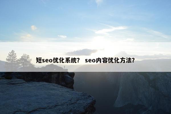 短seo优化系统？ seo内容优化方法？