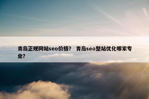 青岛正规网站seo价格？ 青岛seo整站优化哪家专业？