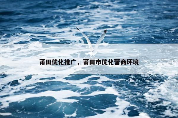 莆田优化推广，莆田市优化营商环境