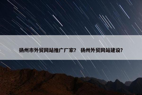 扬州市外贸网站推广厂家？ 扬州外贸网站建设？