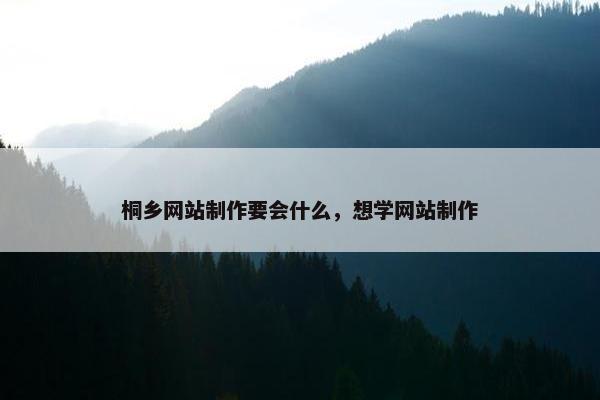 桐乡网站制作要会什么，想学网站制作