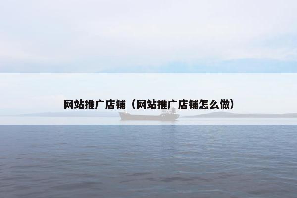 网站推广店铺（网站推广店铺怎么做）