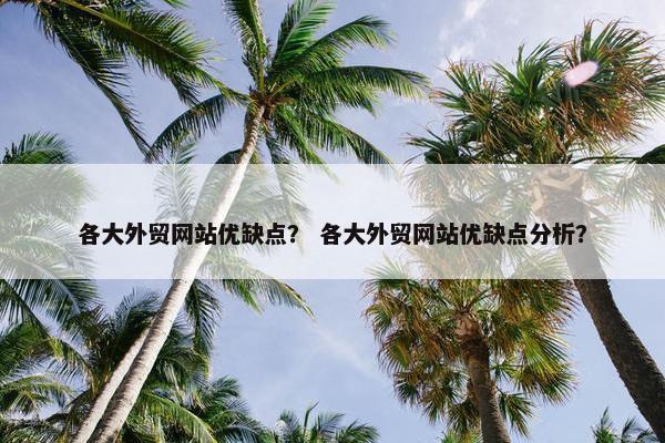 各大外贸网站优缺点？ 各大外贸网站优缺点分析？